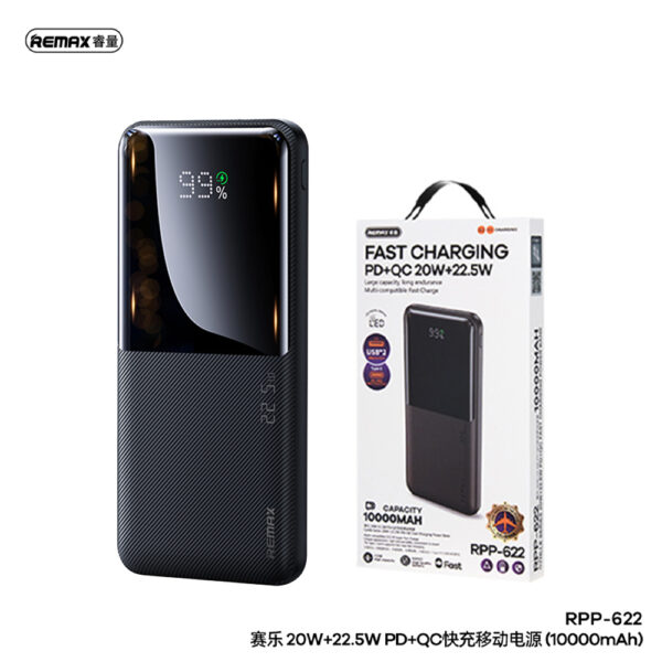 Remax Rpp-622 20w+22.5w Pd+qc Fast Charge Power Bank 10000mah Black